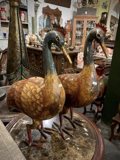 DCI126 One Wood Carving Shore Birds Set of 2