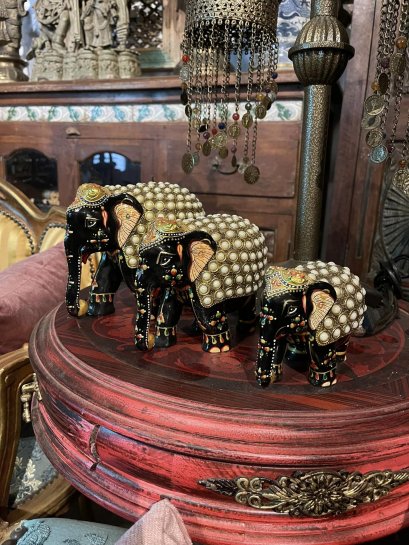 DCI137 Set of 3 Elephants with Pearls Decor