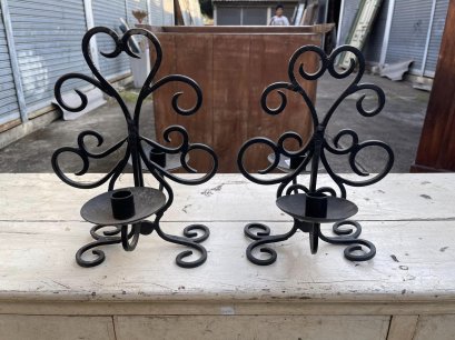 Black Iron Candle Stands Set of 2