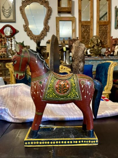 Red Horse Carved One Wood