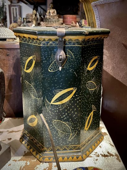 Wooden Box with Tribal Hand Painting