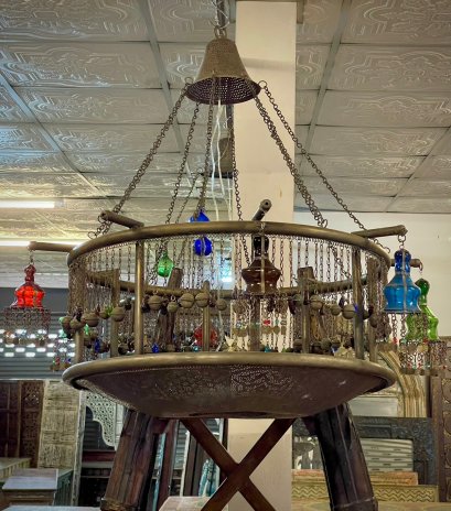 DCI210 Oriental Pendant Filigree Lamp with Crystal Glass Decor