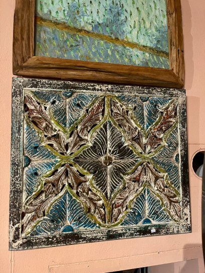 DCI221 แผ่นไม้แกะสลักฉลุลายสีเก่าขัดหยาบ