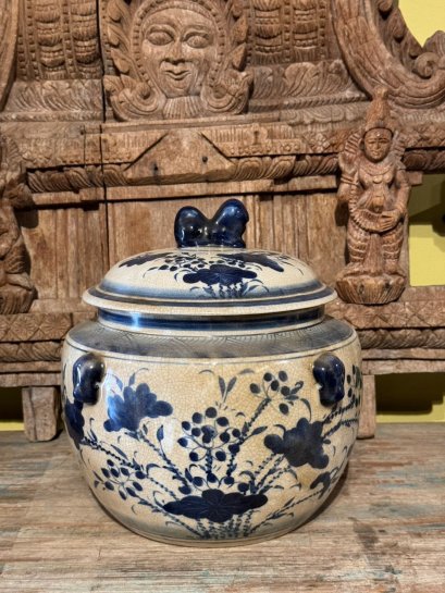 Antique Painted Ceramic Rice Pot