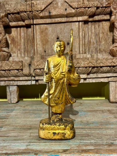Burmese Monk Old Teak Statue