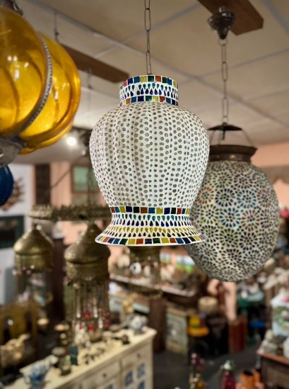 Vintage Colorful Glass Hanging Lamp