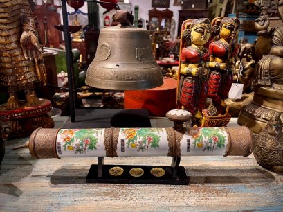 White Ceramic Pipe Peony Painted