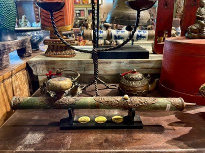 Green Stone Long Pipe Marble Lid