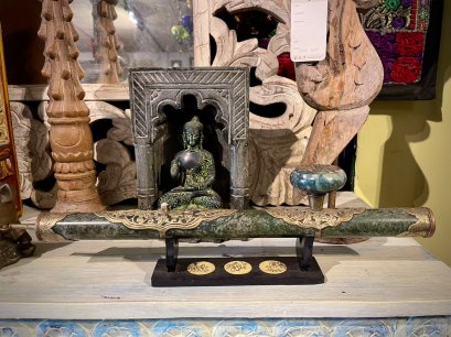 Green Stone Long Pipe Marble Lid