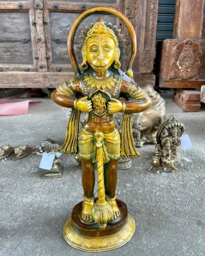 รูปหล่อทองเหลืองพระหนุมานปางเปิดอก