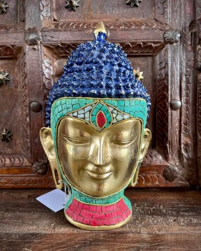 Brass Buddha with Colorful Stones