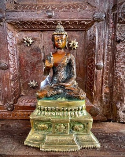Buddha Brass Statue Attitude of Subduing Mar