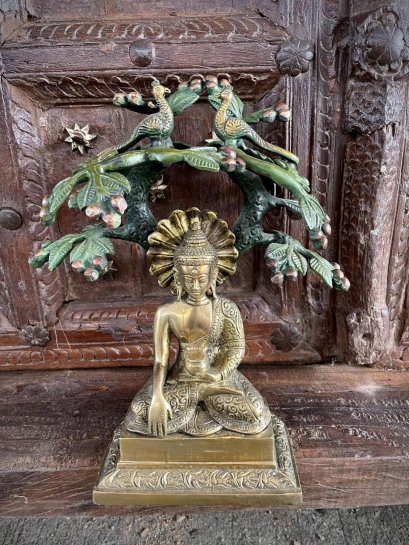 Buddha Brass Statue Attitude of Subduing Mara