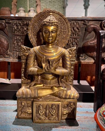 Graceful Buddha Brass Statue