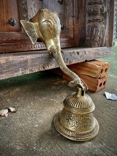 กระดิ่งแขวนประตูหัวช้างทองเหลือง
