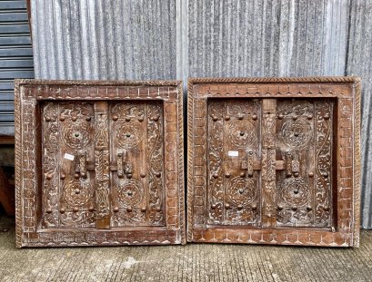 Wooden Carved Window with white washed