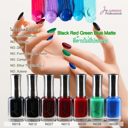 JURNESS สีทาเล็บ Black Red Green Blue Matte 13.5 ml
