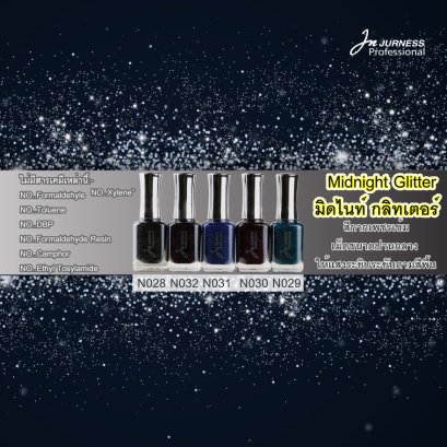JURNESS สีทาเล็บ Midnight Glitter 13.5 ml