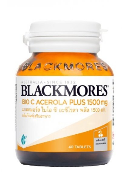 แบลคมอร์ส BLACKMORES Bio C Acerola + 1500mg.40's (1คู่2ขวด)