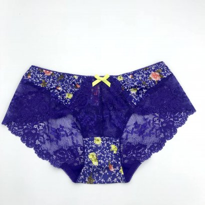 Neon Blue Lace Trim Briefs