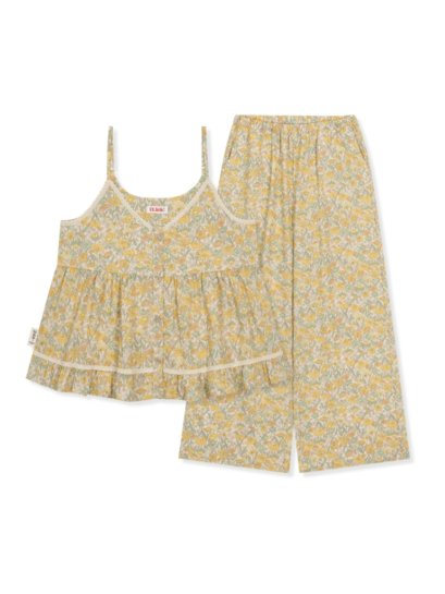 เซตชุดนอนพร้อมซับใน รุ่น Yellow Cotton Print Camisol Set