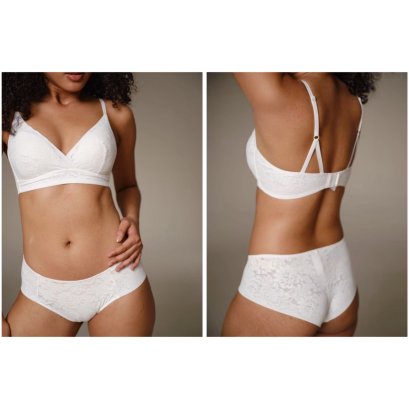 White Lace Light Support Bralette Set