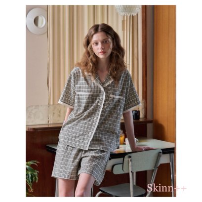 Cotton Tartans Print Sleepwear Set