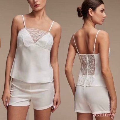 Ivory Lace Camisol Pajamas set by Skinn intimate