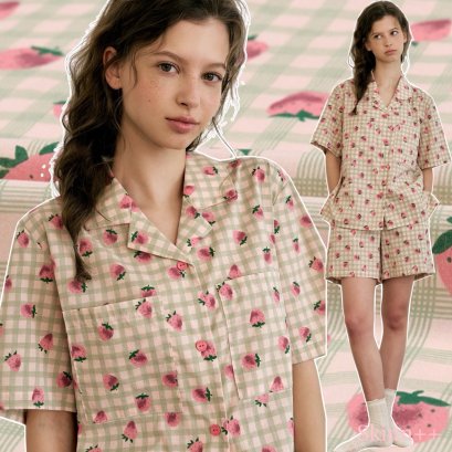 Pink Stawberry Print Women Sleepwear Set by Skinn intimate
