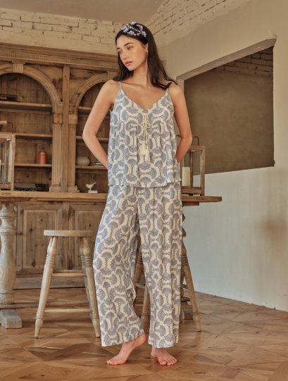 Lace & Cotton Blue Prints PJ Prints Set