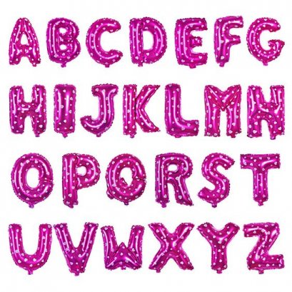 ลูกโป่งฟอยล์ อักษร ขนาด 16 นิ้ว Balloon ชมพู มีลายหัวใจ