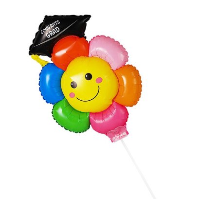 ลูกโป่งเดซี่ใส่หมวกรับปริญญามาพร้อมก้าน