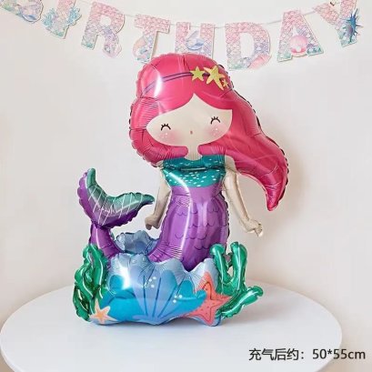 ลูกโป่งฟอยส์ลายน่ารัก ลูกโป่งนางเงือก ลูกโป่งตกแต่ง