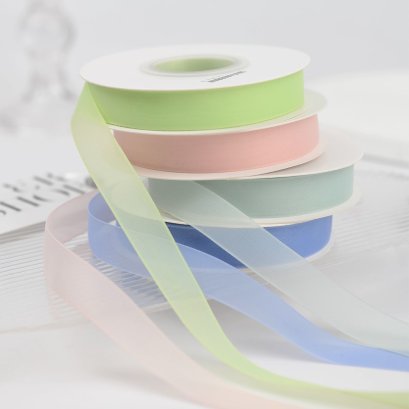 ริบบิ้น ผ้าหิมะ ชีฟองหน้ากว้าง 1.5 ซม. ยาว 18 เมตร