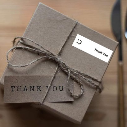 สติกเกอร์ขอบคุณ ทรงสี่เหลี่ยมผืนผ้า ขนาด 25*76 พร้อมส่ง