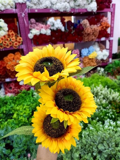 ทานตะวัน ก้านเดี่ยว ดอกไม้ปลอม ดอกไม้ประดิษฐ์ พร้อมส่งจากไทย