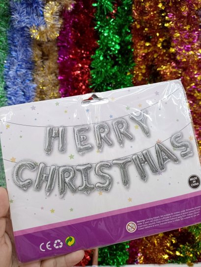 พร้อมส่ง ลูกโป่งฟอยส์ เซ็ท  MERRY CHRISTMAS ลูกโป่งตกแต่ง