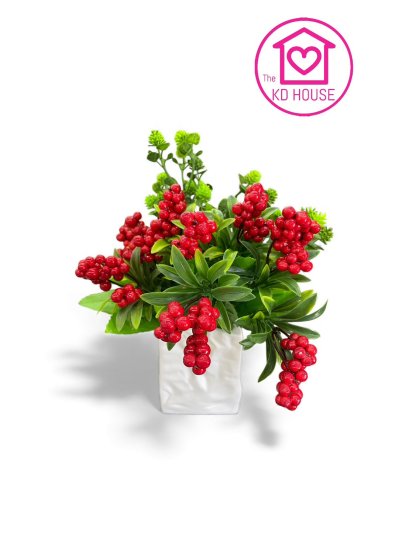 ช่อแซมเบอรรี่   เบอรรี่สีแดง ผลไม้ประดิษฐ์  ดอกไม้ปลอม สินค้าราคาถูก พร้อมส่ง