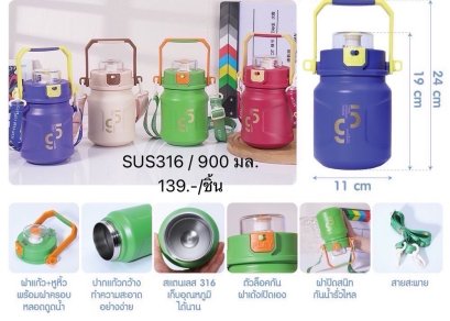 ใหม่ !! พร้อมส่ง กระบอกน้ำเก็บความเย็น/เก็บอุณหภูมิ