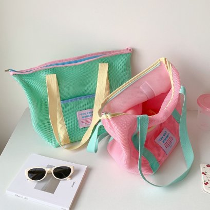 กระเป๋าตาข่ายนุ่ม กระเป๋าใส่ของ สไตล์เกาหลี สีสดใส น่ารัก พร้อมส่งจากในไทย