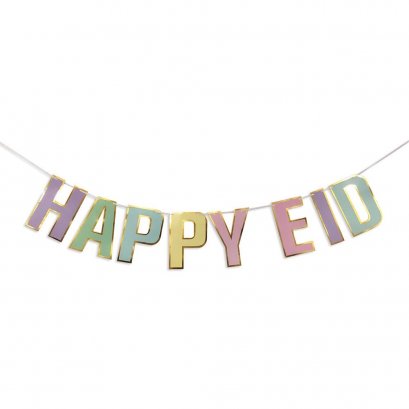 ธงราว Happy Eid ไดคัท สีพาสเทล