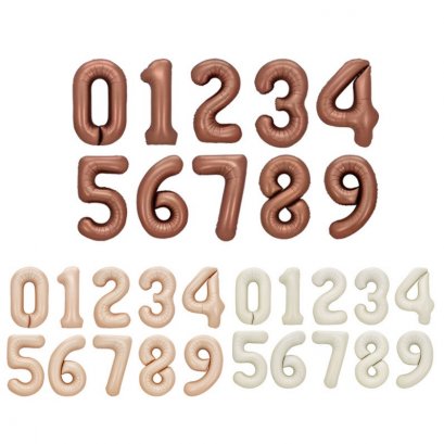 ลูกโป่งฟอยล์ ตัวเลข ขนาด 40 นิ้ว โทนมินิมอล ขาว ครีม น้ำตาล