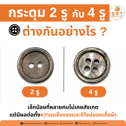 กระดุม 2 รู กับ 4 รู ต่างกันอย่างไร? เลือกกระดุมแบบไหนดีสำหรับงานแฟชั่นและเสื้อผ้า