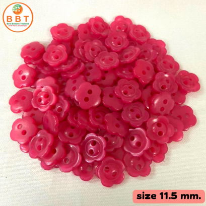 Buttons in the shape of flowers, dark pink, size 11.5 mm.