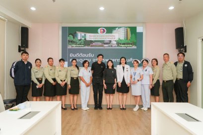 แพทย์หญิงเอินฟ้า ณ นคร รองผู้อำนวยการโรงพยาบาลทหารผ่านศึก (ฝ่ายบริหาร) เป็นหัวหน้าคณะ เข้าเยี่ยมชมการดำเนินงานและศึกษาดูงานของโรงพยาบาลบ้านแพ้ว