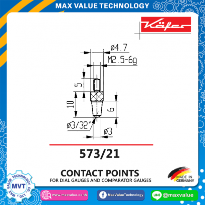 Spherical contact point for Depth Dial Gauges - 573/21