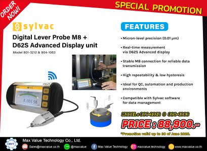 SYLVAC - Digital Lever  Probe M8 + D62S Advanced Display unit