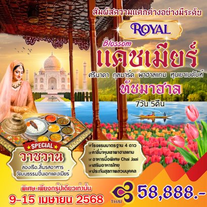 ทัวร์แคชเมียร์ ทัชมาฮาล การบินไทย 2568