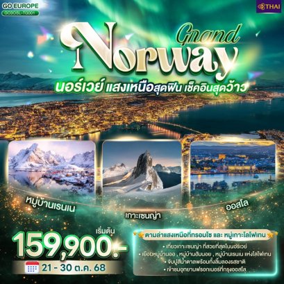 ทัวร์แกรนด์นอร์เวย์ ล่าแสงเหนือ 10 วัน -TG