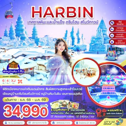 ทัวร์ฮาร์บิ้น เทศกาลหิมะและน้ำแข็ง หมู่บ้านหิมะ ดรีมโฮม สโนว์ทาวน์ 6 วัน